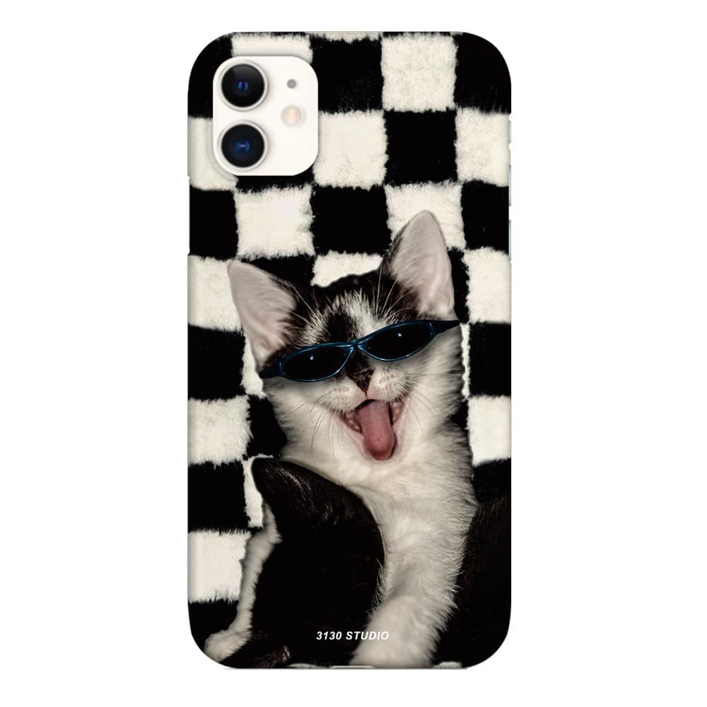 checkerboard Friends Blue cat hard case