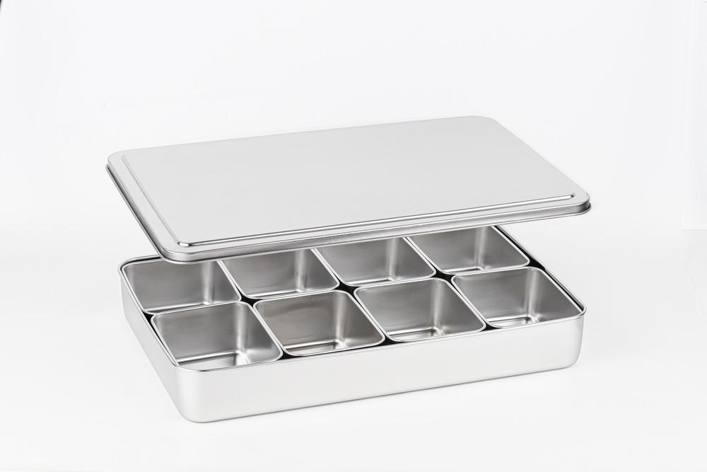 분리형 스텐 밧드 보관용기 8칸세트 반찬보관용기 양념통 반찬통 식재료 업소용