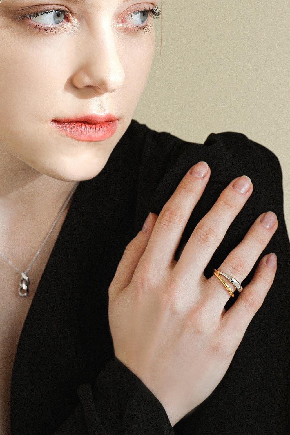 two-tone layered ring R036