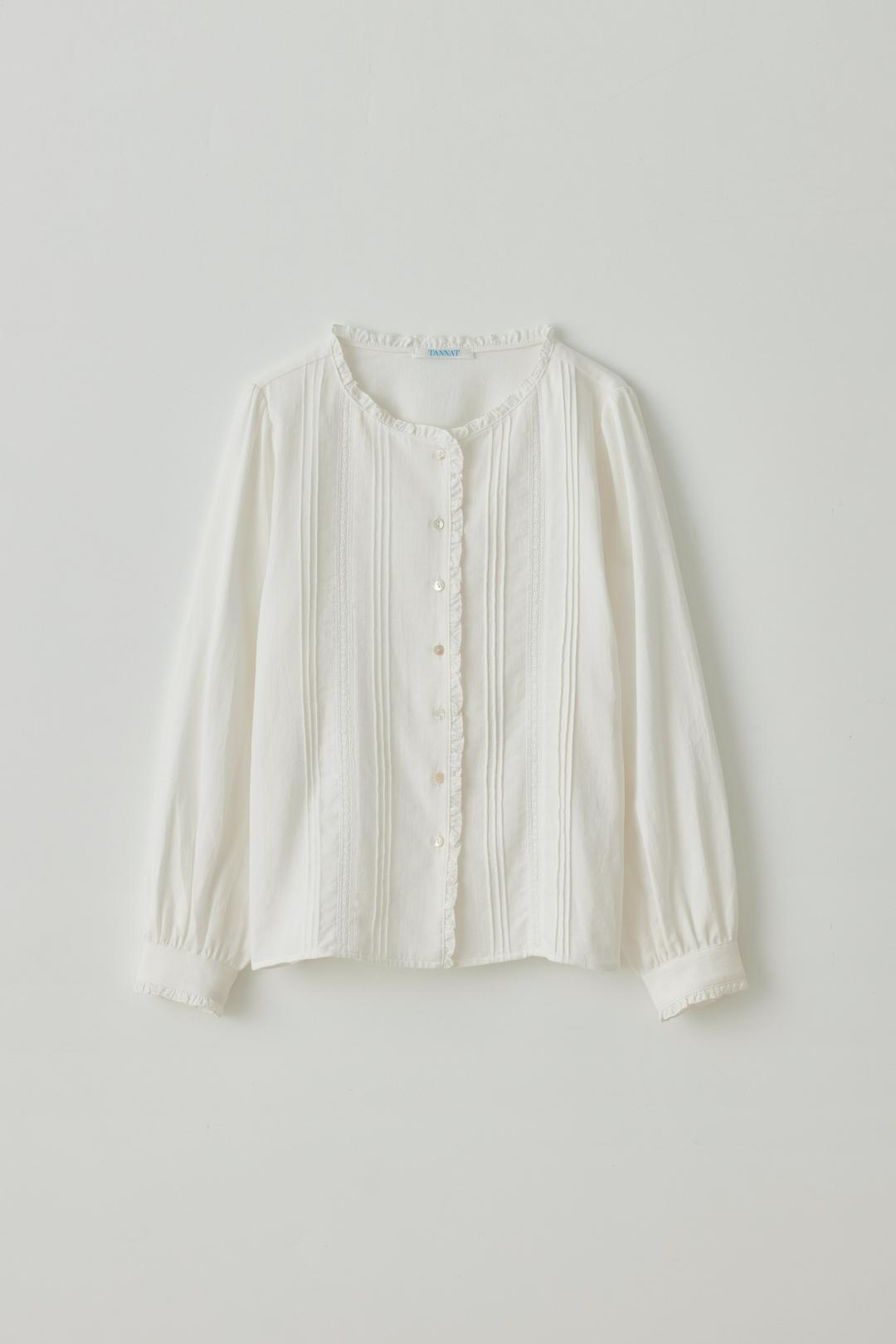 (1st re-stock) T/T Pepit cotton fril blouse (ivory)
