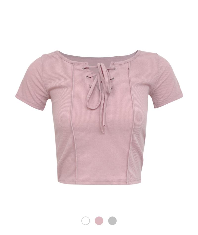 아일렛 핀턱 하프 티셔츠