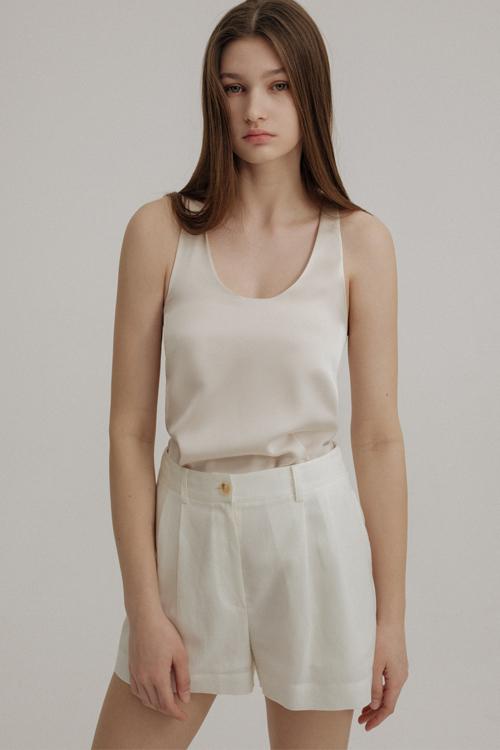 TWO-TUCK LINEN SHORT PT (WHITE)