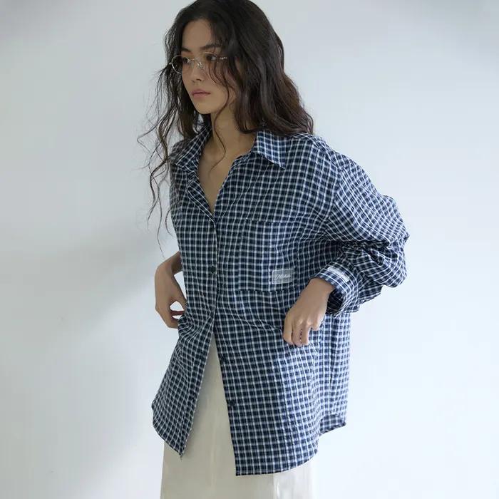 Light Oversized Check Shirts Blue / Black