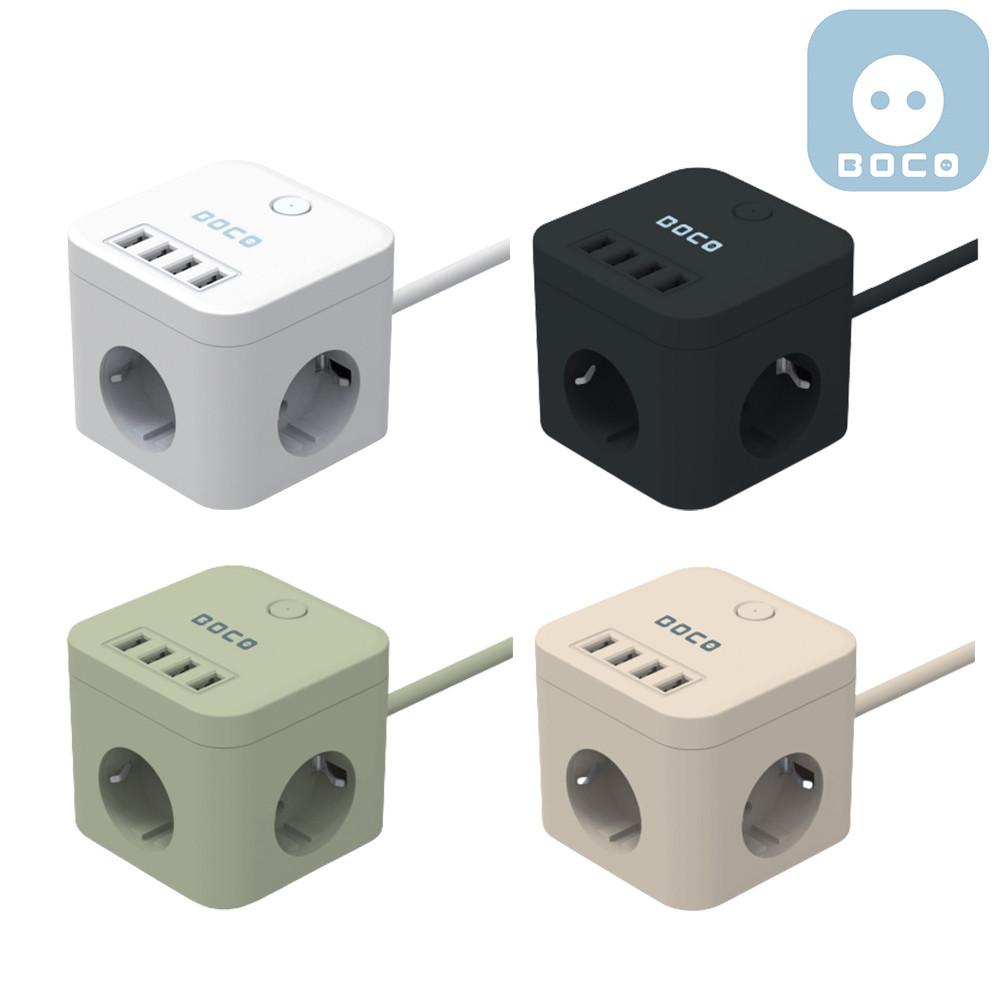 보코 멀티탭 3구 2m USB 캠핑 디자인 멀티 콘센트 큐브 사무실 컬러 미니 인테리어
