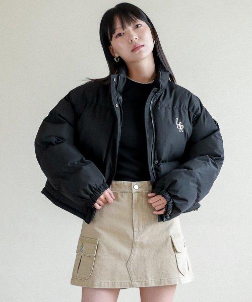 Lossy Lip stop Crop Padding_Black