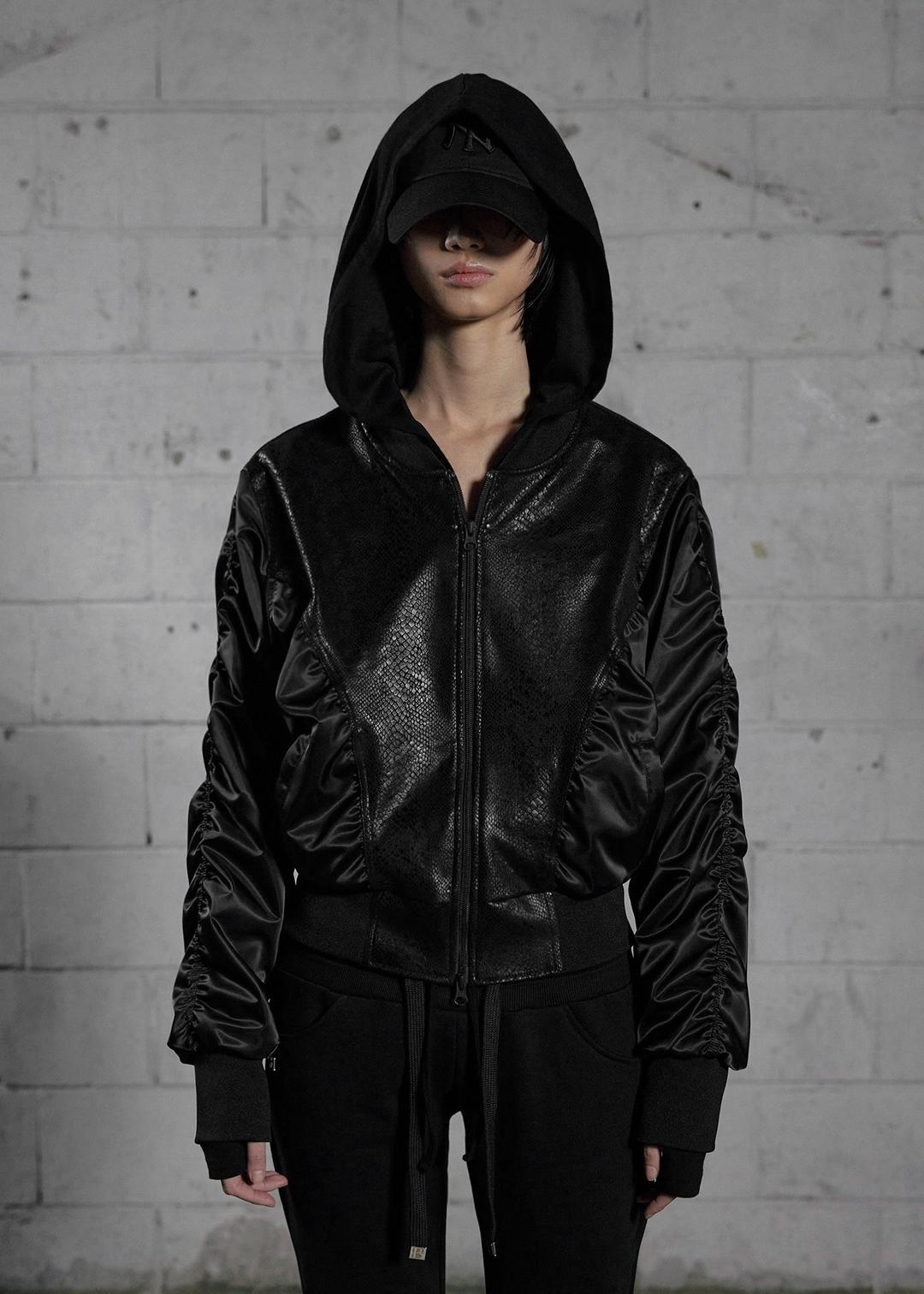 PYTHON SHIRRING MA-1, BLACK