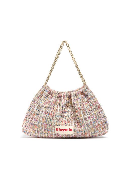 TWEED MUFFY wide chain bag - IVORY
