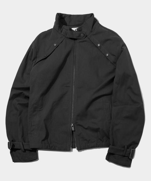 [리뉴얼] 하이넥 스탠다드 스트랩 비조 포인트 블루종 집업 자켓 [블랙]