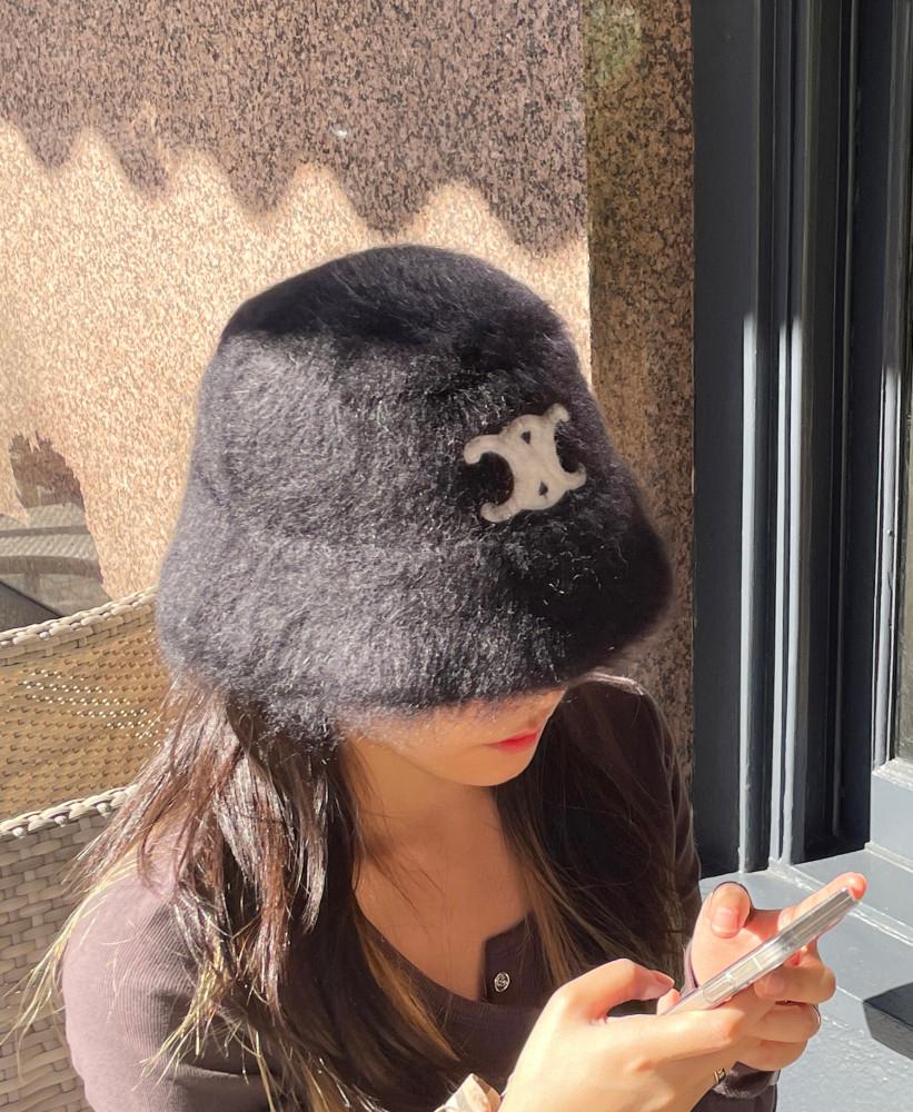 [Celine] 셀린느 트리오페 모헤어 버킷햇 (블랙) 2A58Y270R