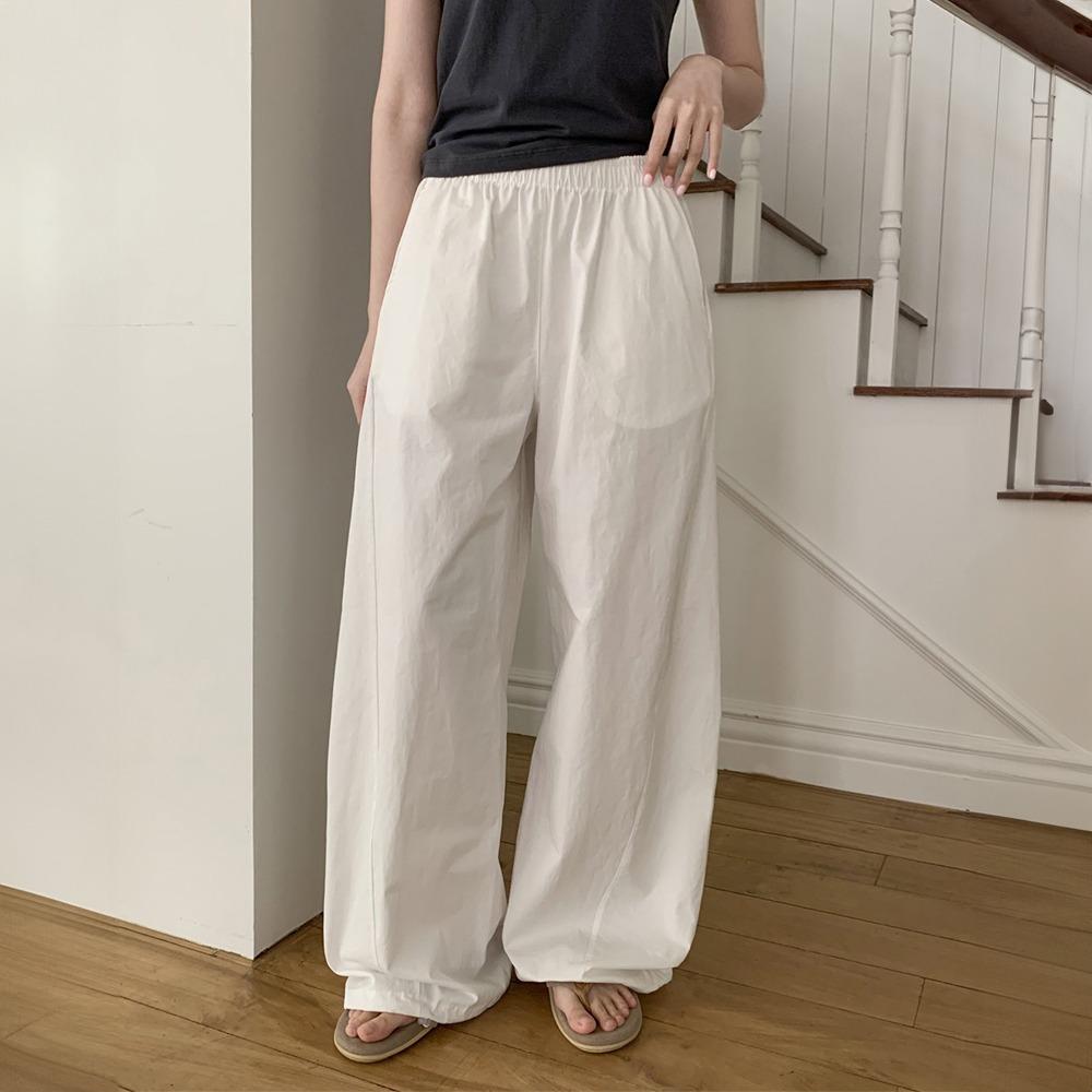 여름 쿨 통바지 바스락 와이드 스트링 조거 팬츠