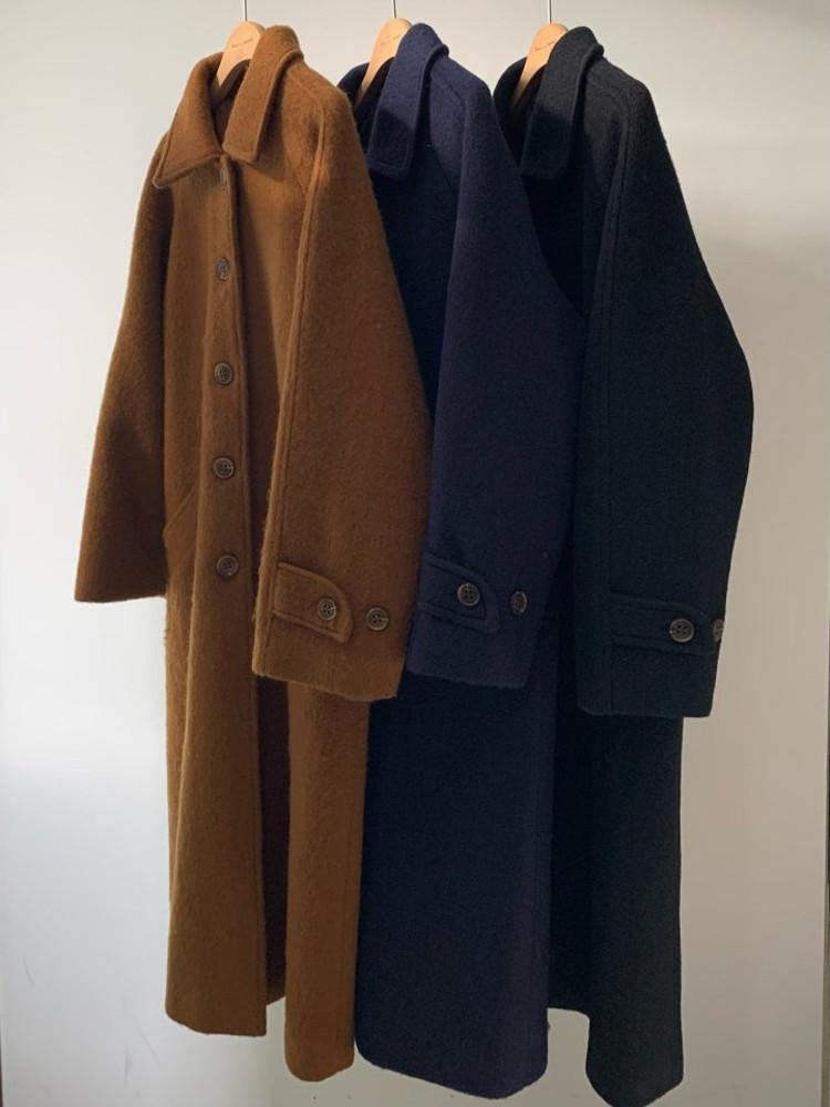 아미먼트 카멜코트 싱글롱코트 오버핏 울코트