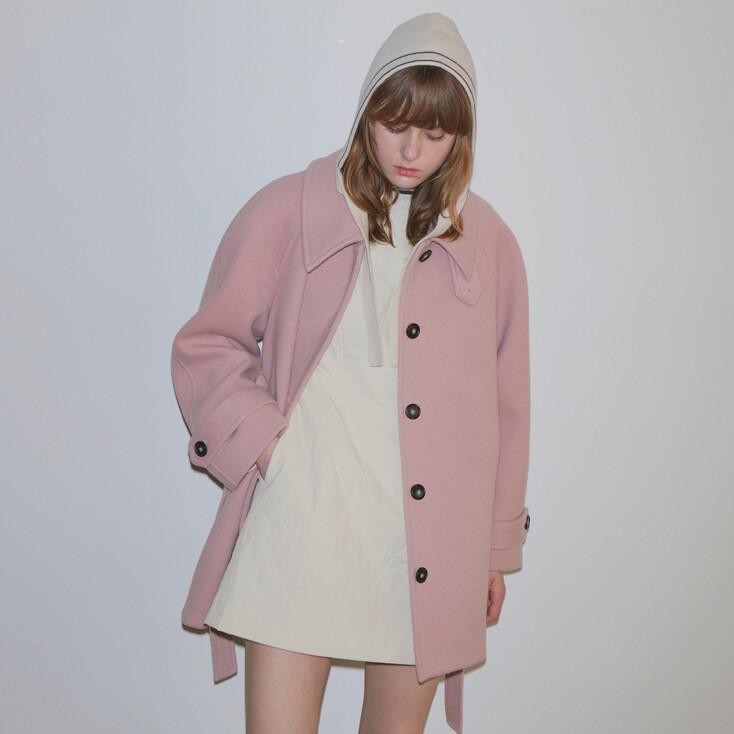 RAGLAN HALF WOOL COAT / PINK