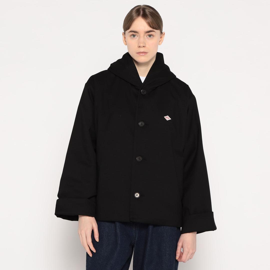 WOMEN'S WOOL LIKE INSULATION HOODED WIDE JACKET - BLACK / 36