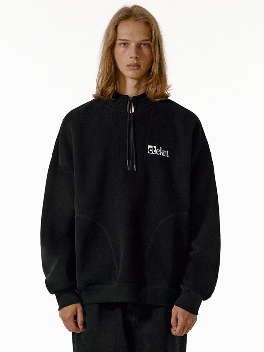 Plan Half Zip-Up Sweatshirt Black