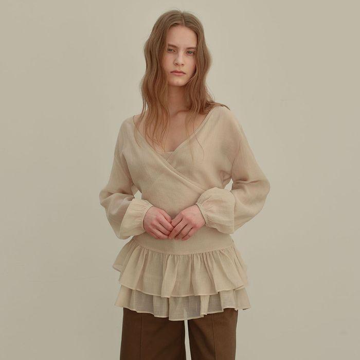 FRILL BLOUSE SET-UP [ BEIGE ]