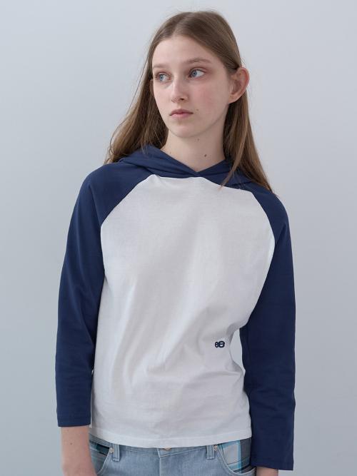 3/4 슬리브 후디 셔츠 (White)