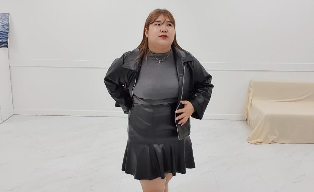 사방스판 레더 스커트 (28-38)