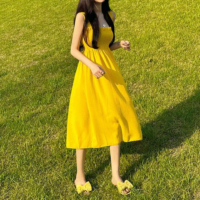 밴딩 스모크 시원효과 나시원피스_혀나블리