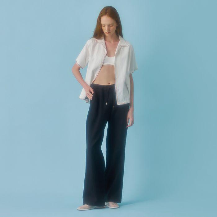 [1차 리오더] Linen Drawstring Pants - Black