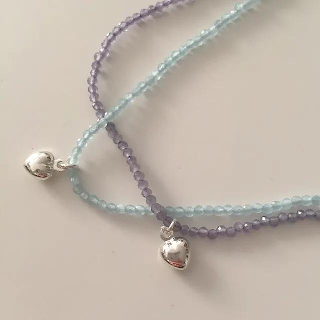 beads heart necklace (silver925)