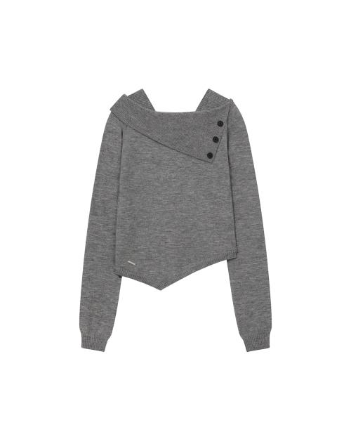 미세키서울(MISEKI SEOUL)  Oblique line button knit GREY - 사이즈 & 후기 | 무신사