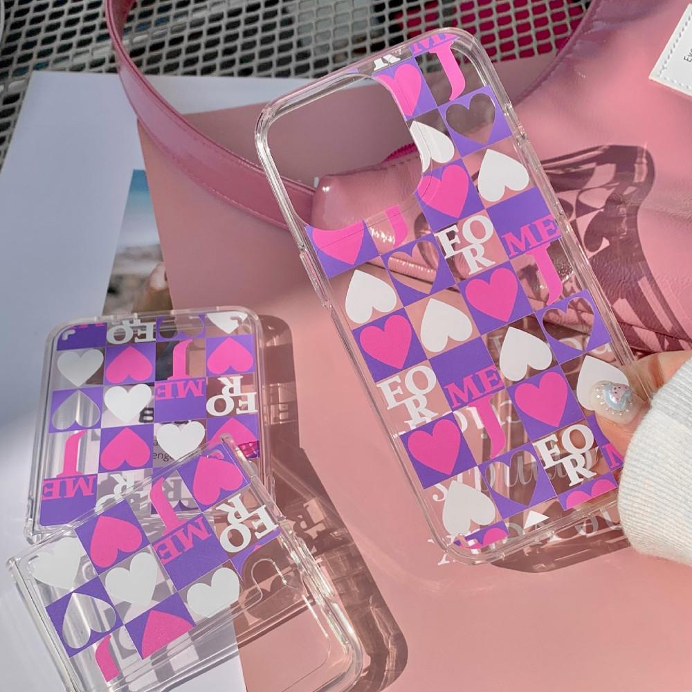 chess grid 패턴 젤하드 투명 케이스 아이폰 제트플립 3 4 갤럭시 폰케이스