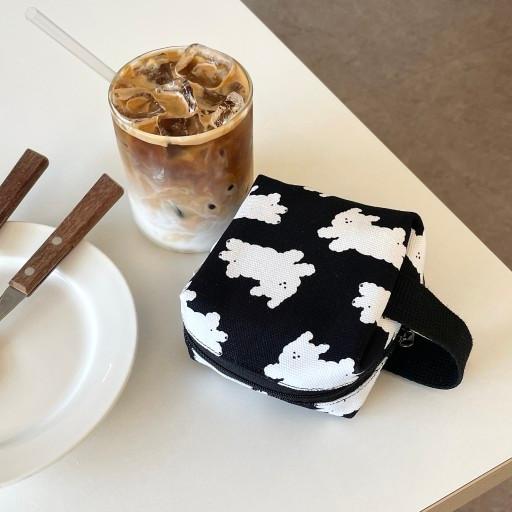 NEW🐾 비숑 패턴 사각 지퍼파우치