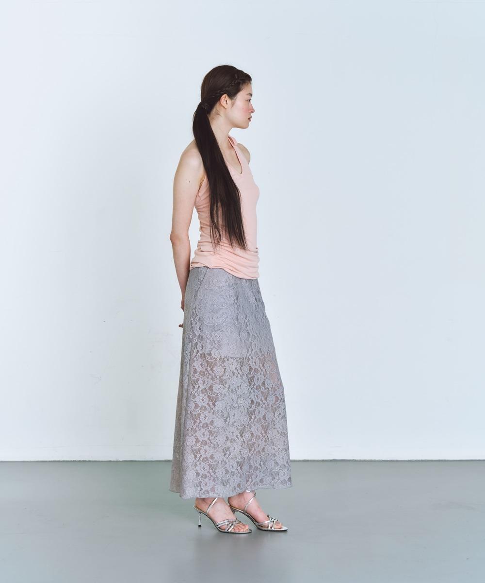PERSICA LACE LONG SKIRT FRENCH GRAY