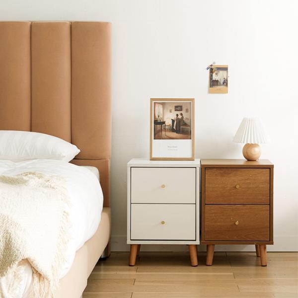 케인 2단 원목 미니 협탁 3colors