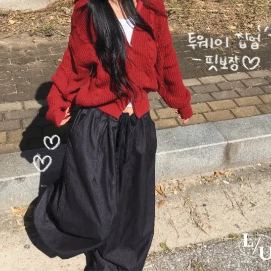[소장추천!!/핏,퀄보장❤] 따뜻 꽈배기 니트 투웨이 하이넥 카라 루즈 세미 크롭 집업