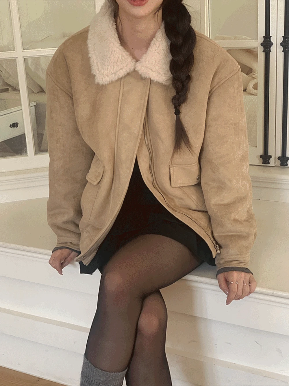 [털안감🤎/겨울무스탕] 킨샤 스웨이드 무스탕 jumper / 퍼안감 루즈핏