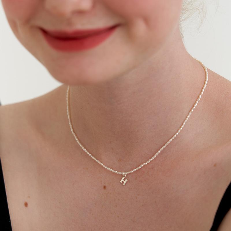 petit initial pearl necklace
