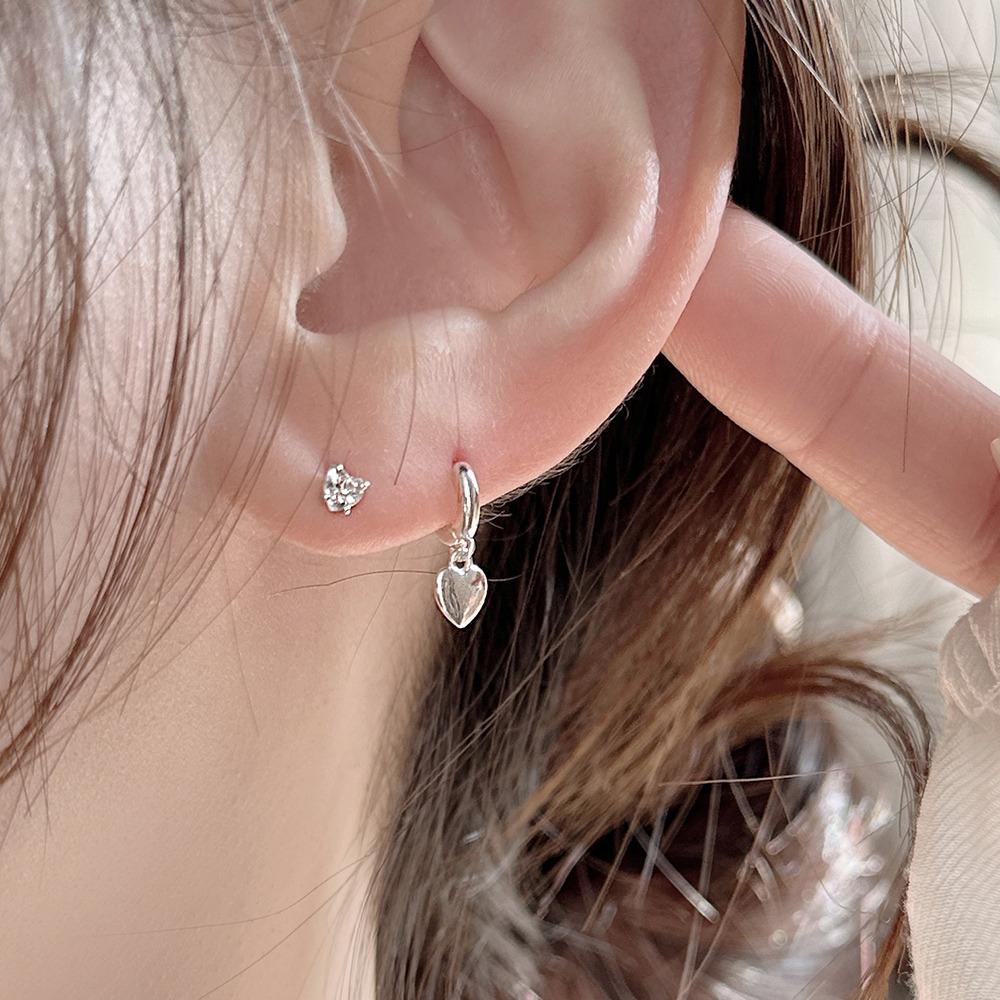 [무배] *silver 925* Block 498 실버 레이어드 도트/하트 링 피어싱