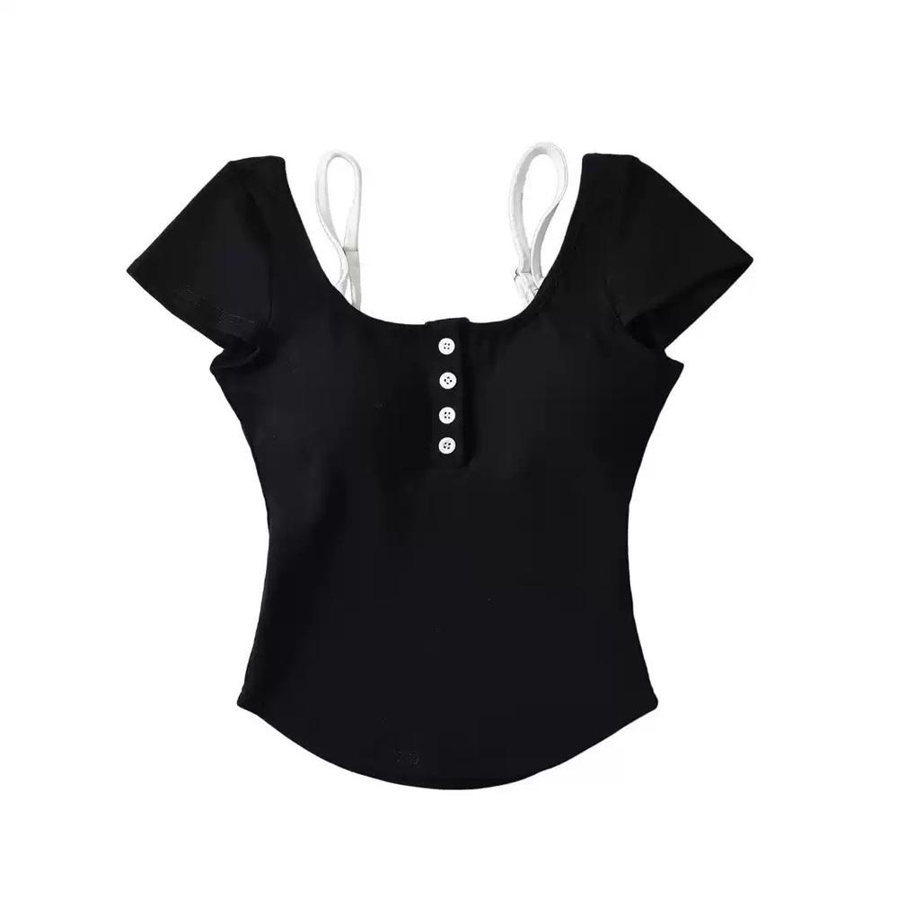 컬러 레이어드 반팔 티셔츠 229836124