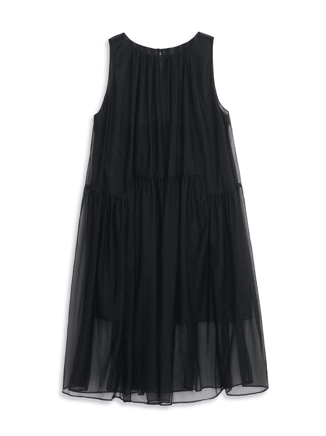 PLEATED MESH DRESS (BLACK)