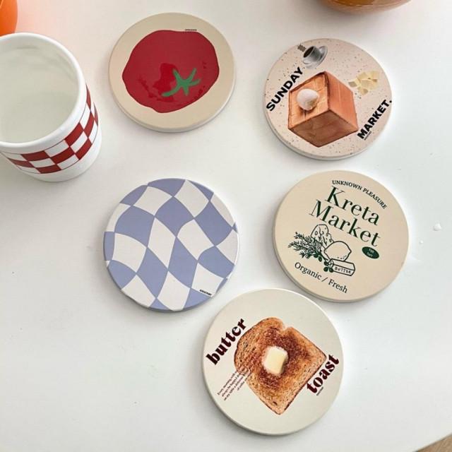 감성 홈카페 세라믹 원형 티코스터 유리컵 받침대