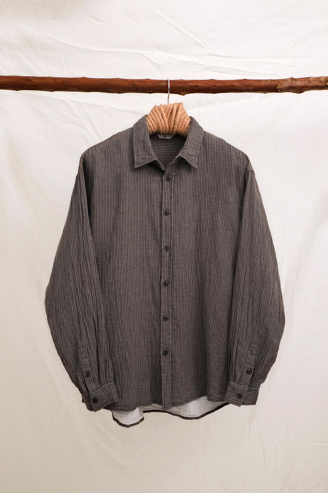 Gauze Stripe Shirt - Brown