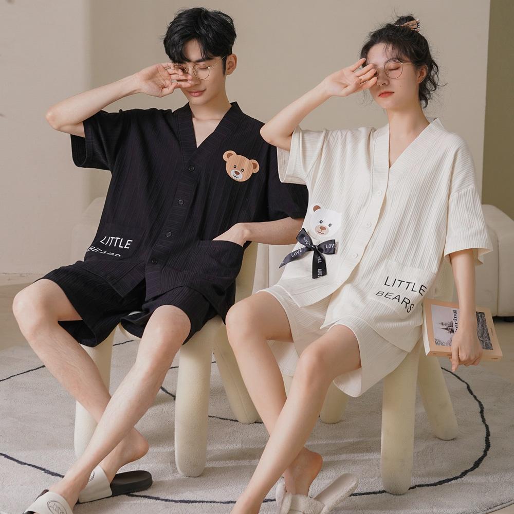 로리돌스 반팔 커플잠옷. 리틀 베어 여름 홈웨어 파자마세트 여성 남성 빅사이즈 QM1387 QM1388
