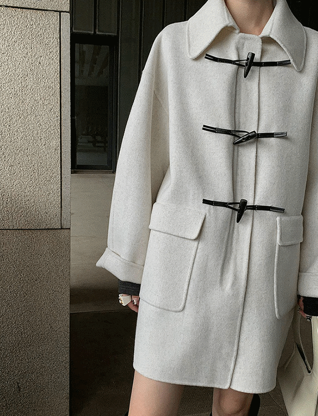 [wool80%] 마쉬 하프포켓 핸드메이드 숏떡볶이코트 (2color)