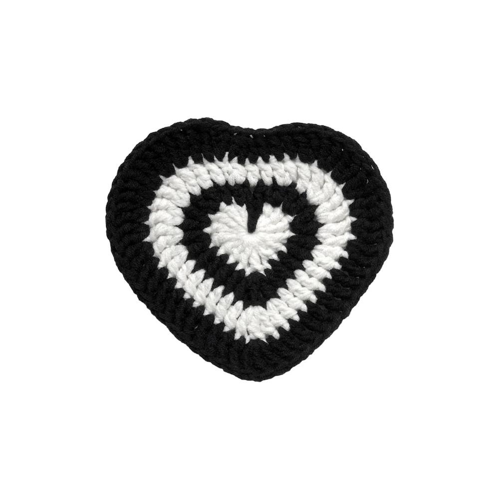 growing heart (black) / 핸드메이드 레트로 하트빔 뜨개 티 매트 오브제