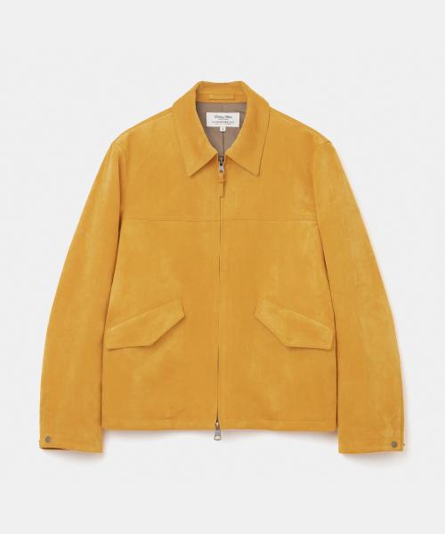 faux suede zip-up jacket yellow