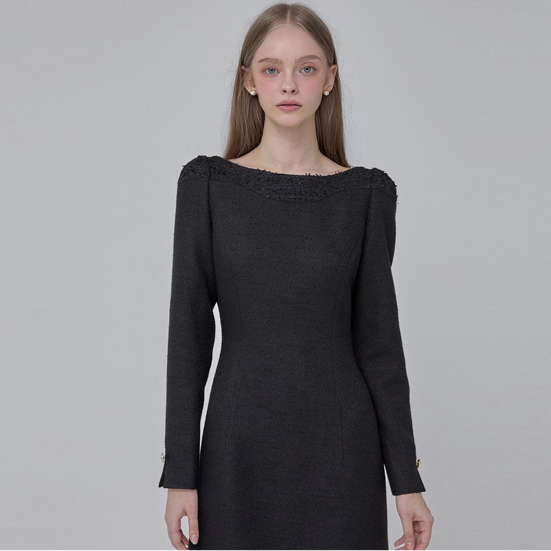 24FW 칼라105 디어 홀리 트위드원피스 블랙