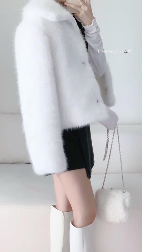 [~11/29 pm.9 마감] White fur jk 여성 화이트 카라 퍼자켓