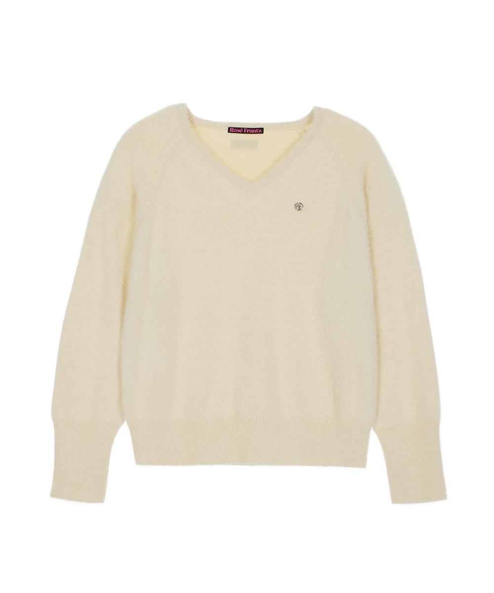 Fur V-neck Knit [Butter]