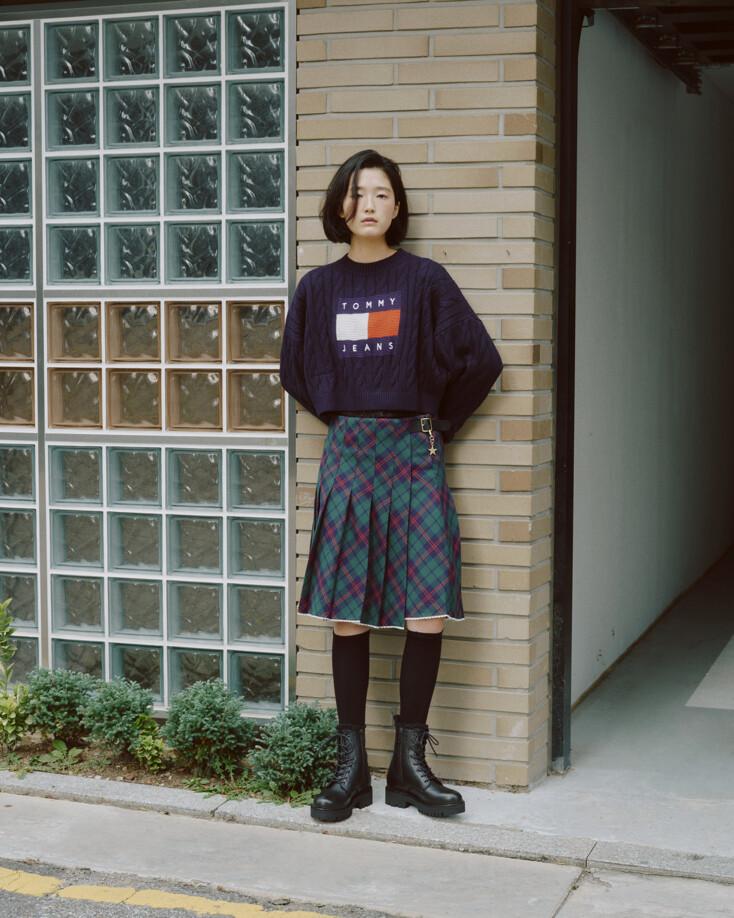 박시 센터 플래그 스웨터