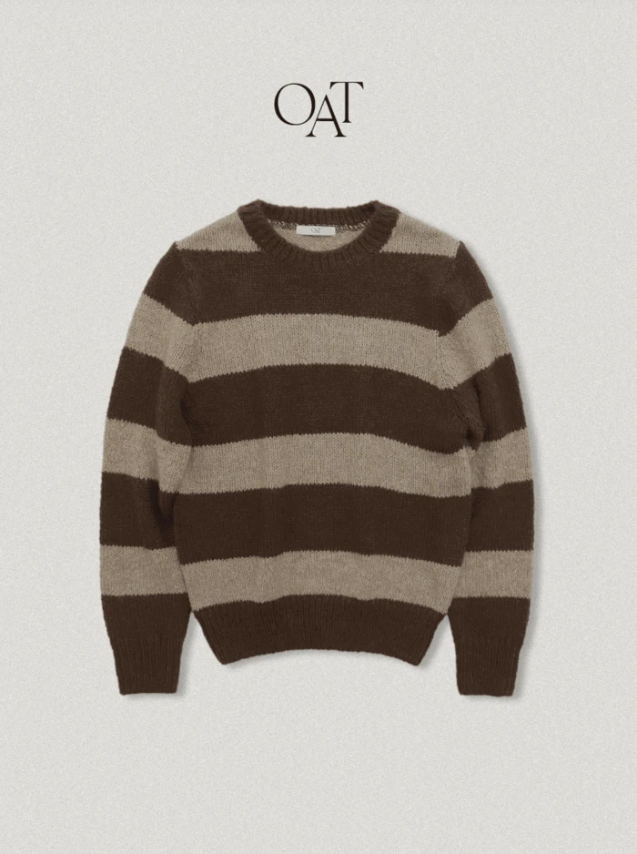 [1천장판매][OAT] Gilmore Stripe Alpaca Wool Knit - Brown(ST)