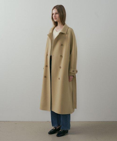 handmade wool double trench CT-yellow beige