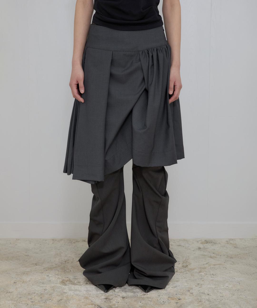 Asymmetrical Draped Midi Skirt (FL-248_Charcoal)