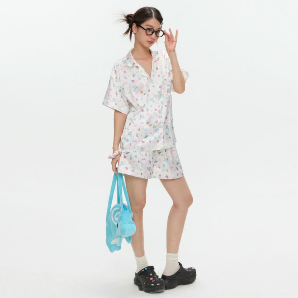 BETWEENAND NiaoNiaoYi 잠옷 홈웨어 세트 일러스트 프린트 파자마 세트 