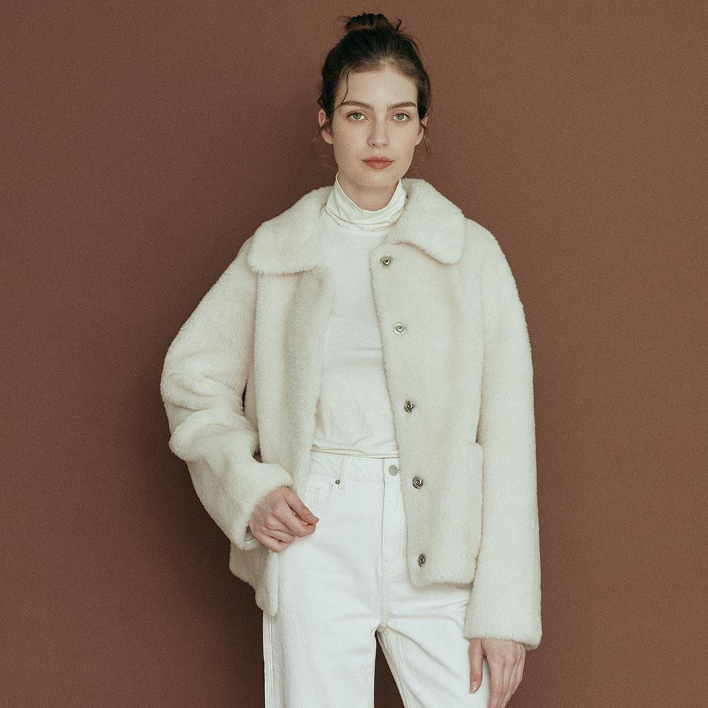리얼 양털 크롭 자켓 [아이보리]